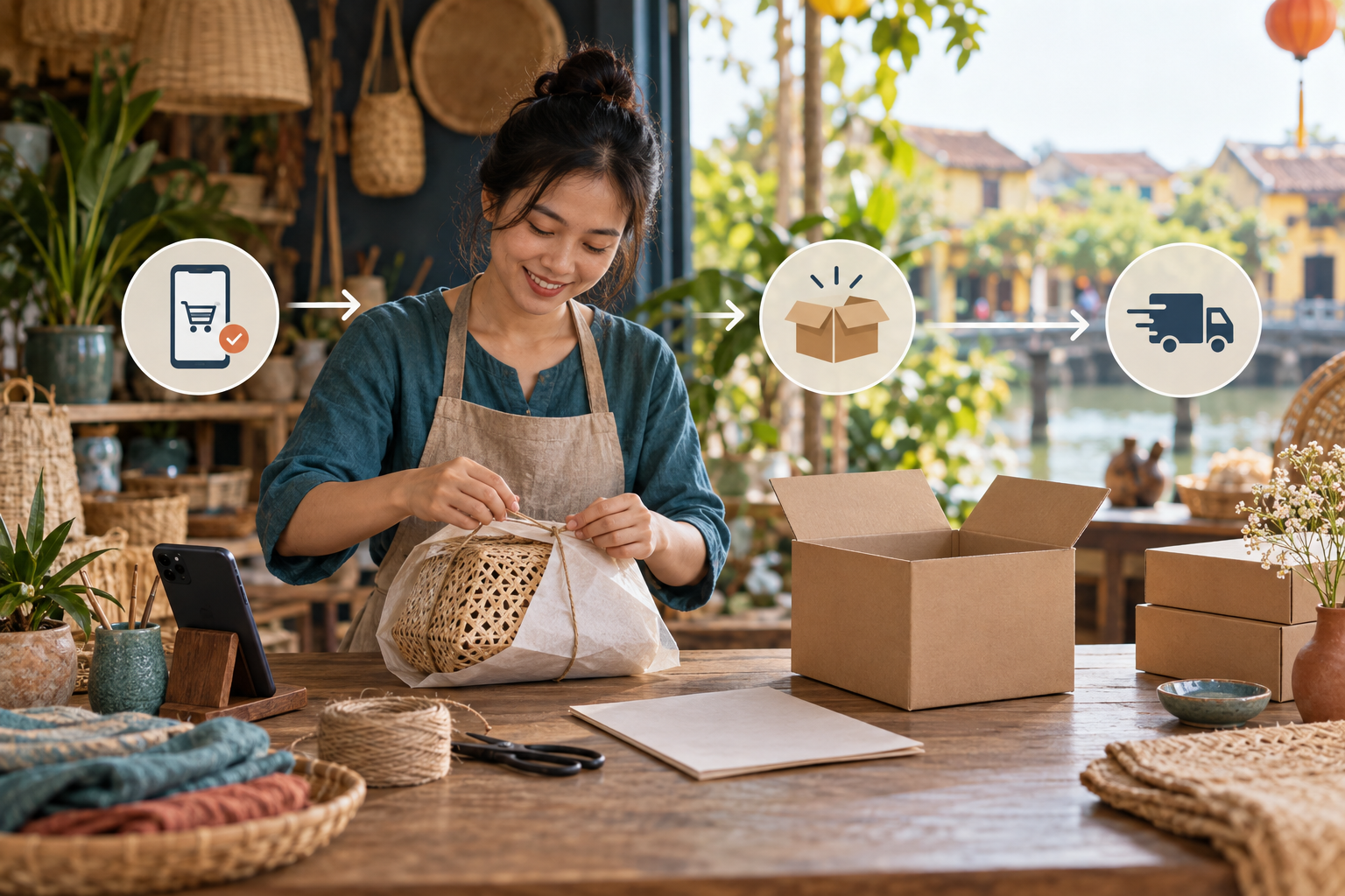 Ba bước trong luồng đơn hàng trực tuyến